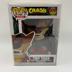 Funko POP Crash Bandicoot 533 Tiny Tiger Beckett Auth Signed By Brendan O'brien